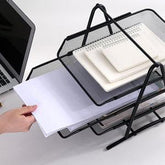 StorageMart 3-Tier Metal Mesh Document File Tray, 35 X 30 X 27 CM, Black - StorageMart
